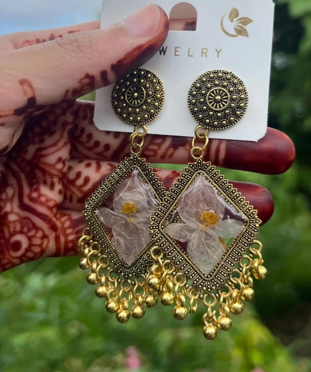 Diamond Blossom Clear Resin Earrings